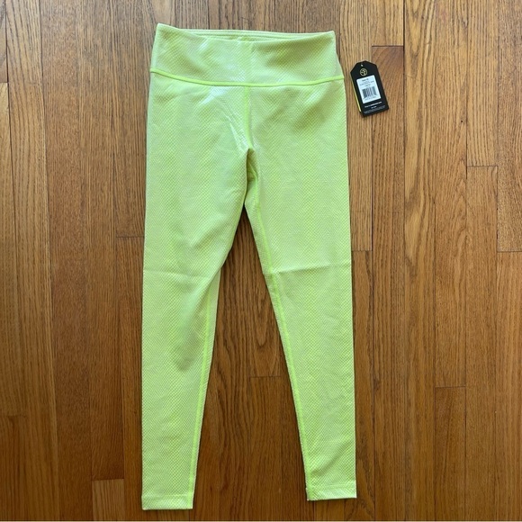 NEW Zumba Ankle Leggings Neon Yellow Snakeskin Size Small NWT - Picture 1 of 5